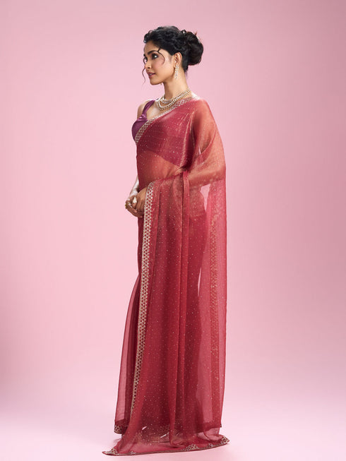 Mohey Gajree Pink Organza Elegance Saree