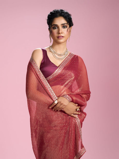 Mohey Gajree Pink Organza Elegance Saree