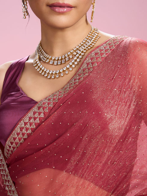 Mohey Gajree Pink Organza Elegance Saree