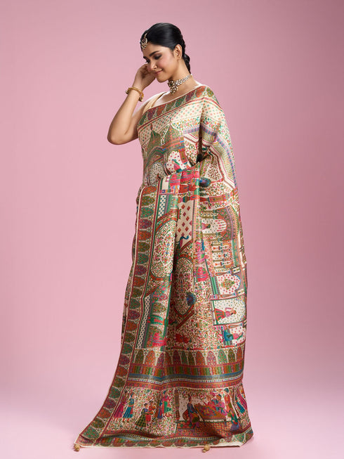 Mohey Elegant Cream Splendour Saree