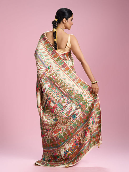 Mohey Elegant Cream Splendour Saree