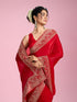 Mohey Enchanting Red Organza Saree