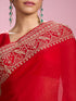 Mohey Enchanting Red Organza Saree