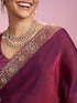 Mohey Elegantly Detailed Wine Saree