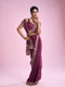 Mohey Elegantly Detailed Wine Saree
