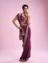 Mohey Elegantly Detailed Wine Saree