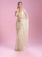 Mohey Ornate Cream Organza Saree