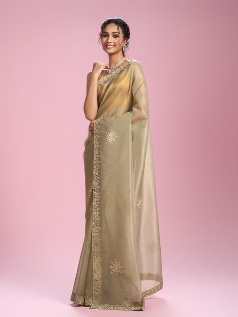 Mohey Pistachio Organza Elegance Saree