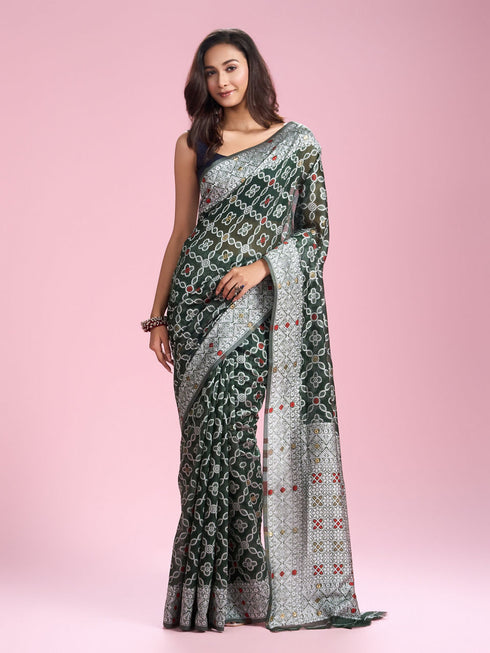 Mohey Regal Bottle Green Saree