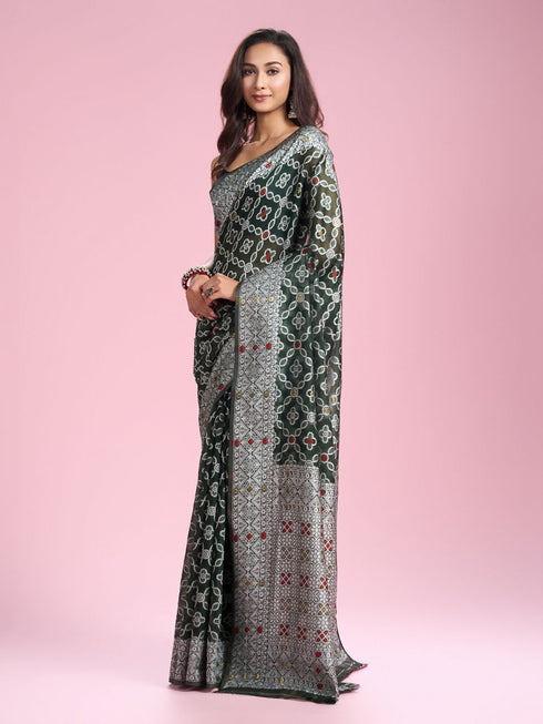 Mohey Regal Bottle Green Saree