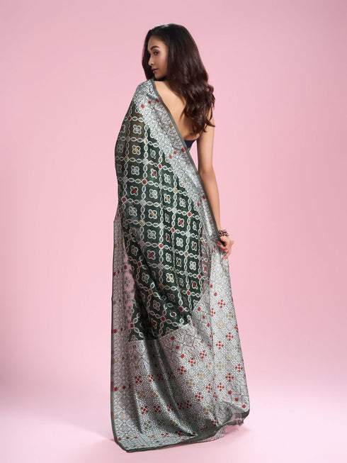 Mohey Regal Bottle Green Saree
