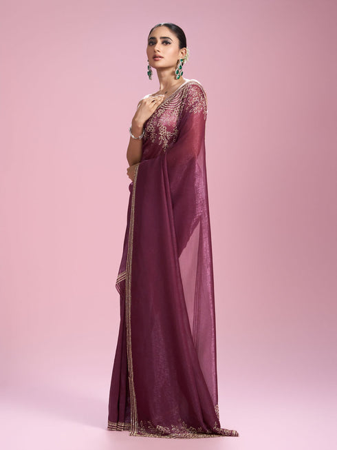 Mohey Boldly Chic Purple Saree