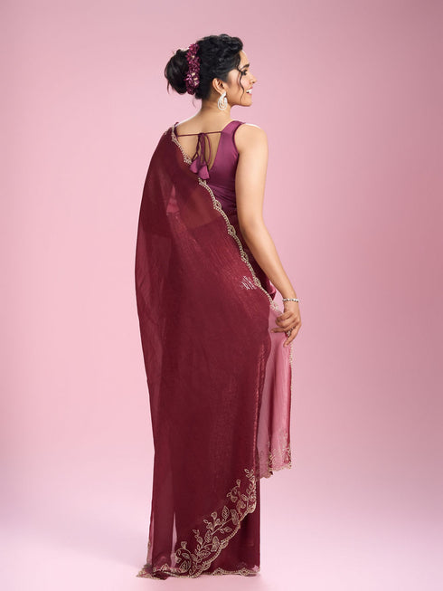 Mohey Coral Charm Chinon Saree