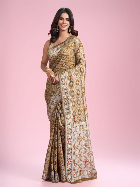 Mohey Mystic Mehandi Green Saree