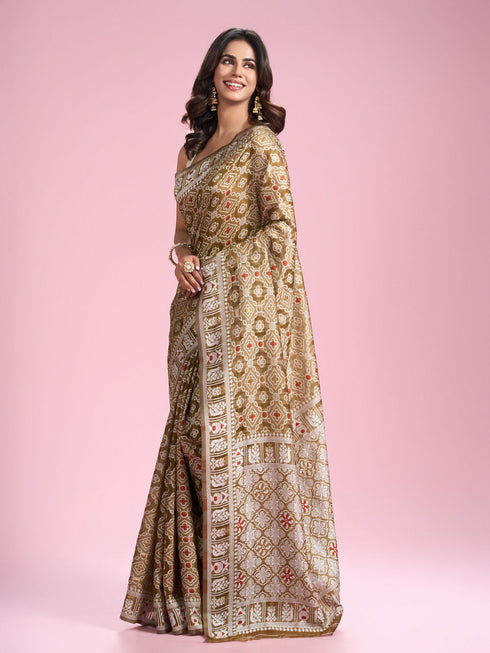Mohey Mystic Mehandi Green Saree
