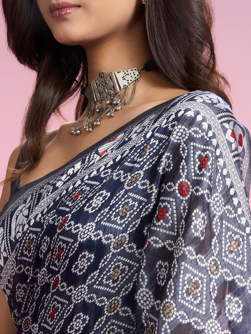 Mohey Mesmerizing Indigo Blue Saree