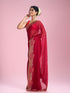 Mohey Lustrous Rani Pink Organza Saree