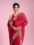 Mohey Lustrous Rani Pink Organza Saree