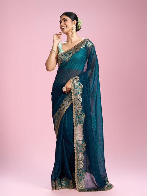 Mohey Eternal Elegance Blue Saree