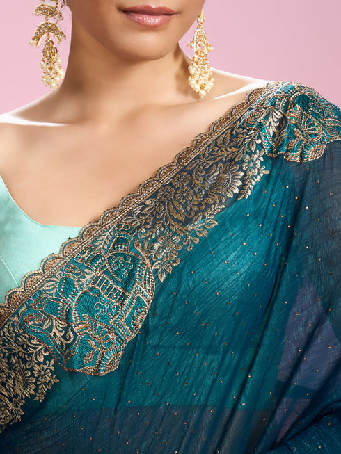 Mohey Eternal Elegance Blue Saree
