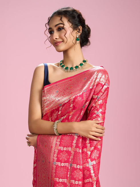 Mohey Ravishing Rani Pink Saree