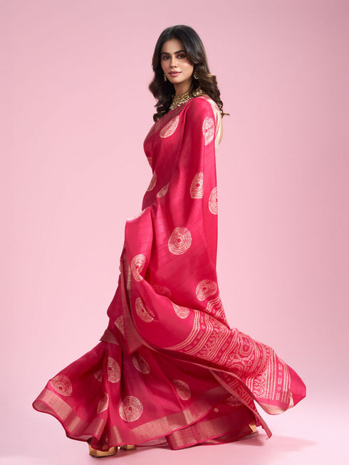 Mohey Radiant Pink Elegance Saree