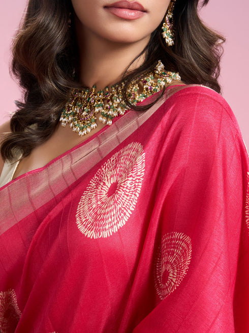 Mohey Radiant Pink Elegance Saree