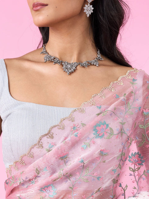 Mohey Light Pink Blooming Saree