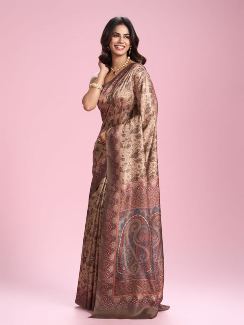 Mohey Beige Weave Saree