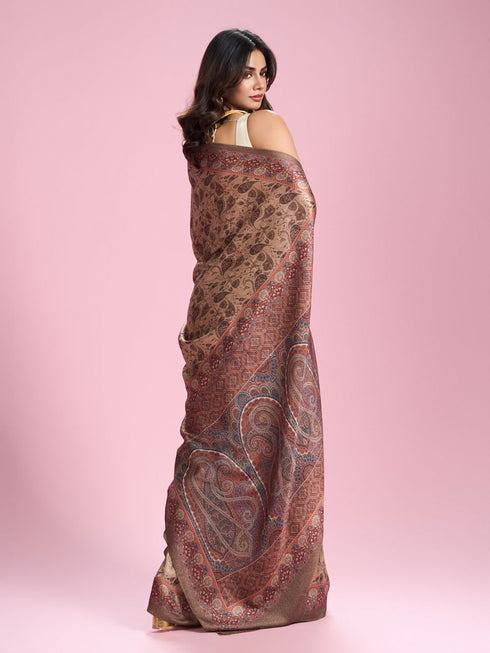 Mohey Beige Weave Saree