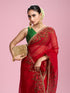 Mohey Radiant Red Chiffon Saree