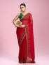 Mohey Radiant Red Chiffon Saree