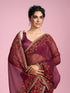 Mohey Wine Toned Celebration Saree