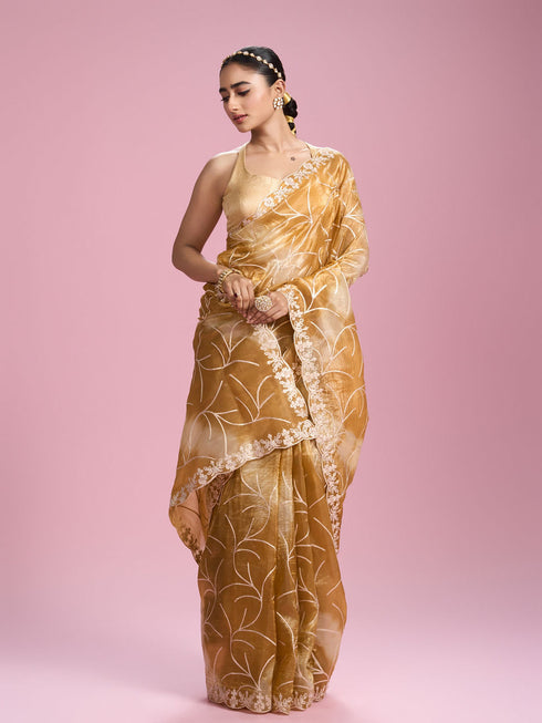 Mohey Sun kissed Mustard Yellow Organza Saree