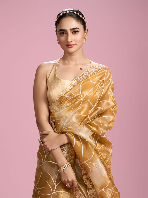 Mohey Sun kissed Mustard Yellow Organza Saree