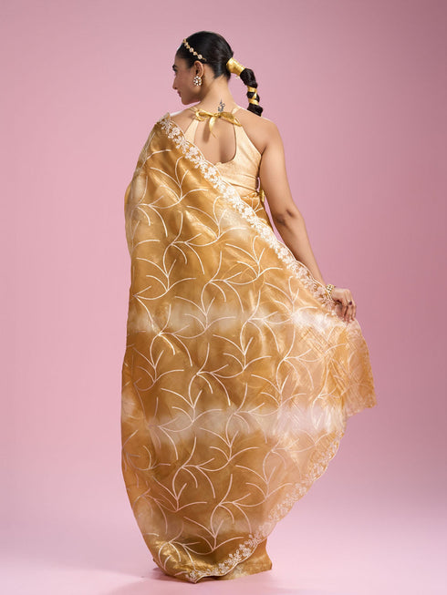 Mohey Sun kissed Mustard Yellow Organza Saree