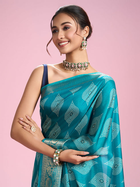 Mohey Ravishing Rama Green Saree
