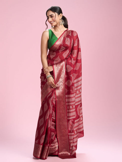 Mohey Rust Red Elegance Saree