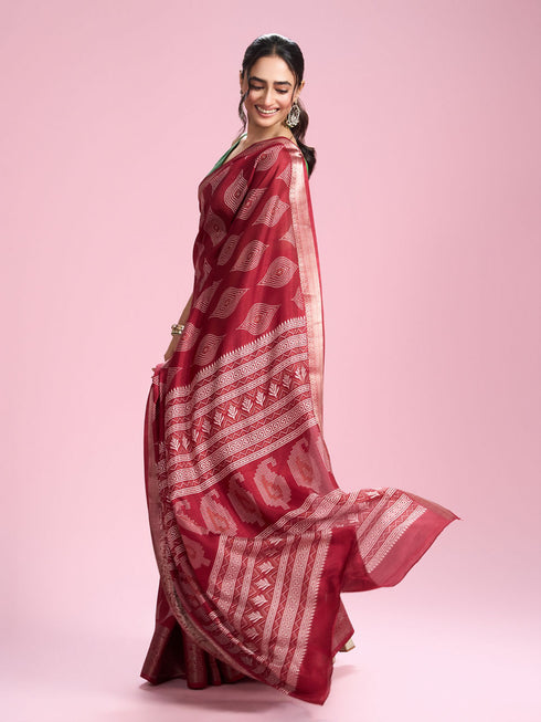 Mohey Rust Red Elegance Saree