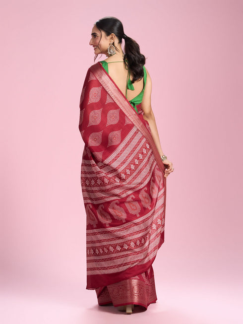 Mohey Rust Red Elegance Saree