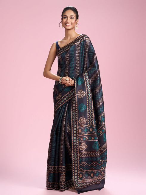 Mohey Indigo Blue Elegance Saree