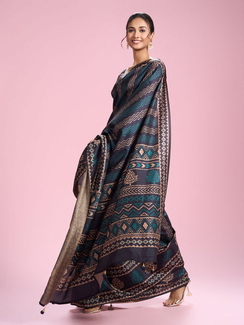 Mohey Indigo Blue Elegance Saree