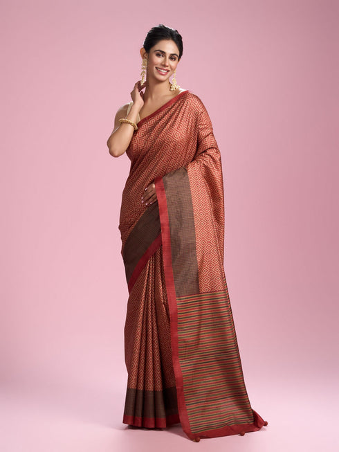 Mohey Orange Allure Radiant Saree