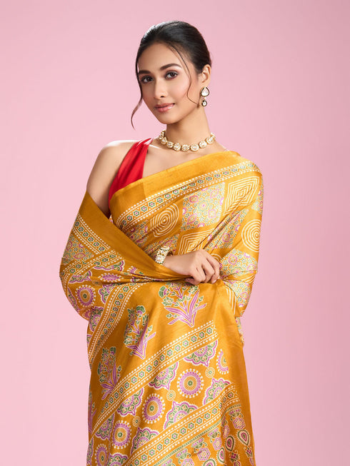Mohey Radiant Mustard Yellow Saree