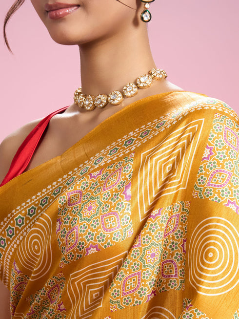 Mohey Radiant Mustard Yellow Saree