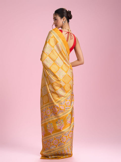 Mohey Radiant Mustard Yellow Saree