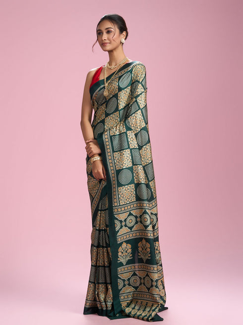 Mohey Dark Green Elegance Saree