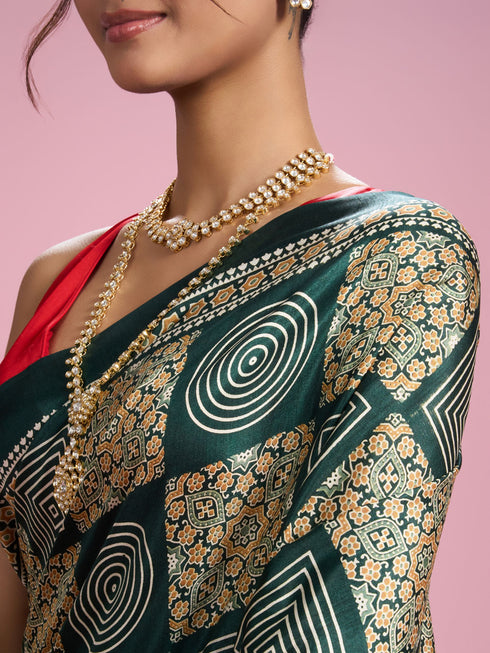 Mohey Dark Green Elegance Saree