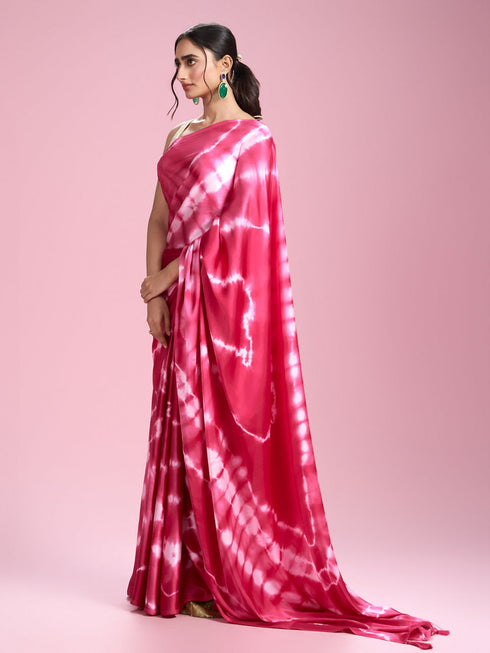 Mohey Rani Pink Satin Extravaganza Saree