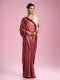 Mohey Glamourous Red Satin Saree